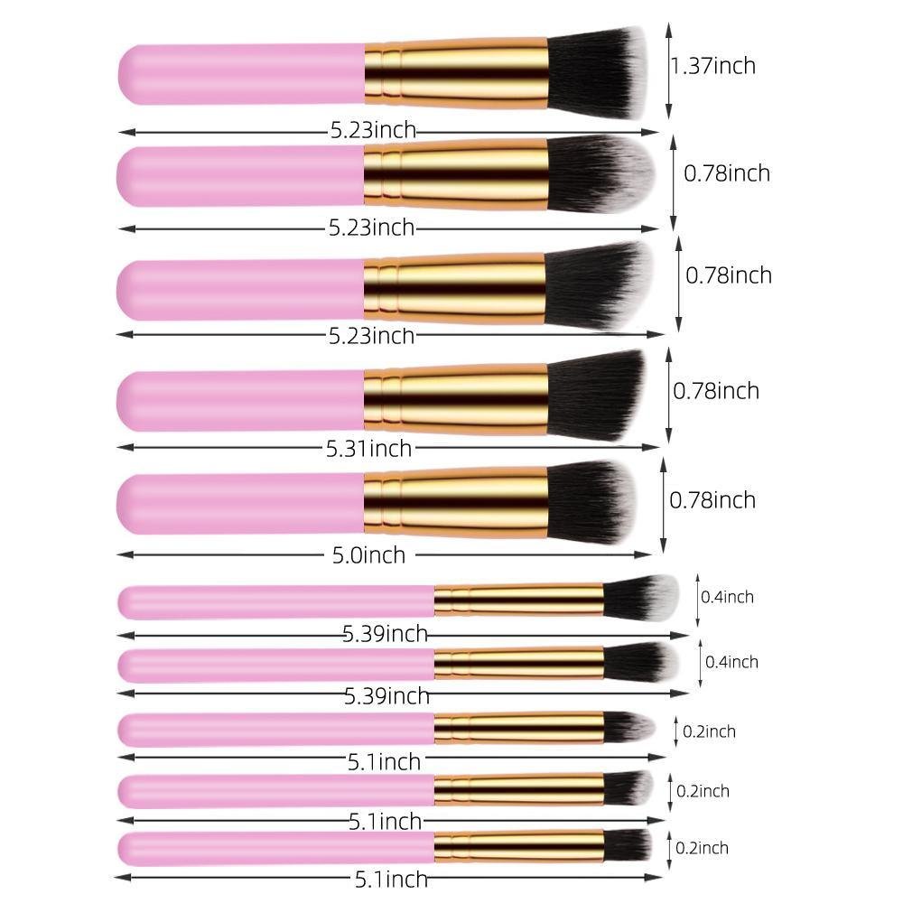 Travel Set Mini Makeup Brush Set of 10 (Pink Gold) Travel Set Mini Makeup Brush Set of 10 (Pink Gold)
