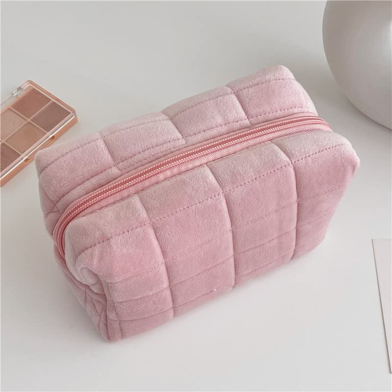 Plush Makeup Bag Checkered Cosmetic Bag Cosmetic Travel Bag Large Zipper Travel Toiletry Bag Portable Multi Functional Capacity Bag Cute Makeup Brushe Plush Makeup Bag Checkered Cosmetic Bag Cosmetic Travel Bag Large Zipper Travel Toiletry Bag Portable Multi Functional Capacity Bag Cute Makeup Brushe