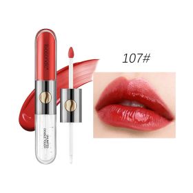 Double-headed Lip Lacquer Matte Waterproof Sweat-proof (Option: Lip Lacquer 107-3ml Plus 3ml)